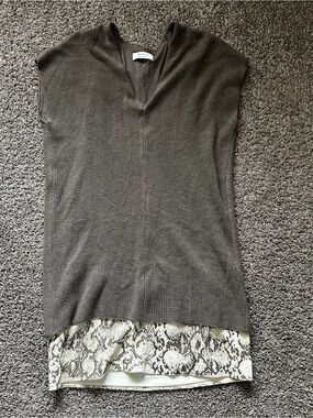 Bailey 44 Snake Print Hem Waffle Knit Sweater Dress Medium
